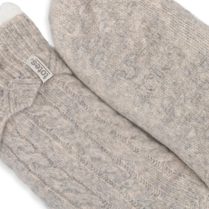 totes toasties® Ladies Texture Slipper Socks Oat Extra Image 4